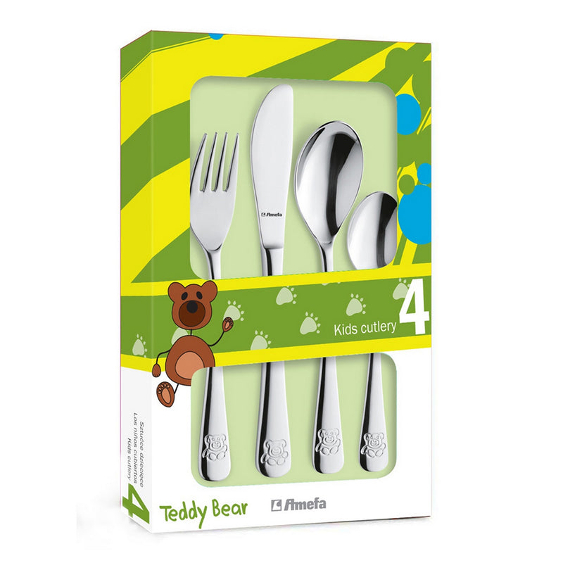4 Cubiertos Infantiles - Teddy - Acero Inoxidable