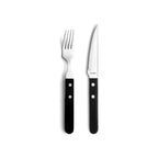 Steak Pizza - Set of 6 Knives and 6 Forks - Black