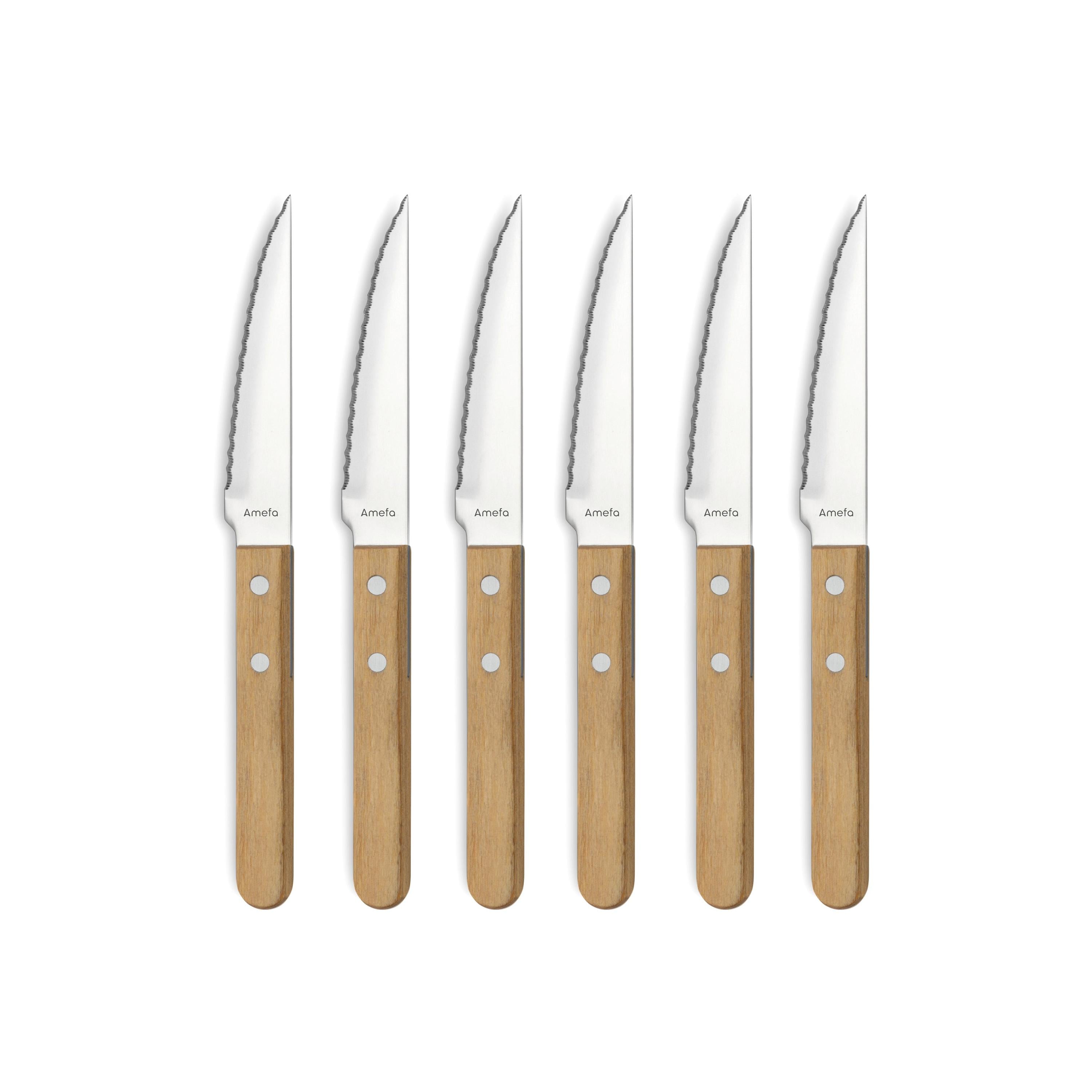 Steak Pizza - Set De 6 Couteaux Steak - Bois