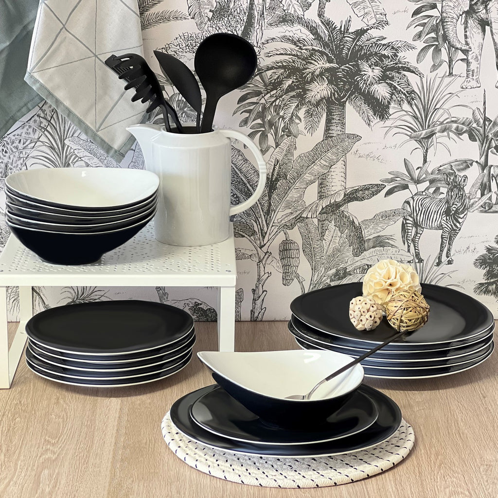 Sven Noir - 18 Piece Service - Porcelain - Black