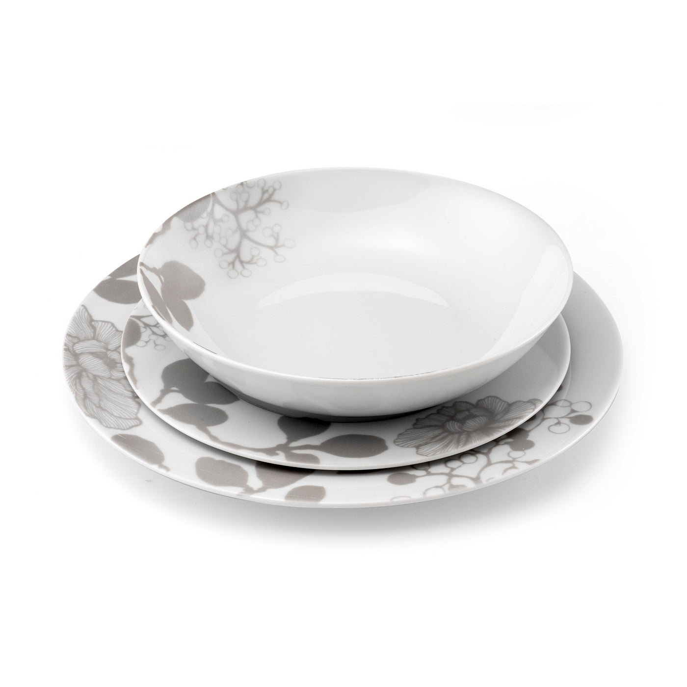 Gardena - 18 Piece Service - Porcelain - White/Grey