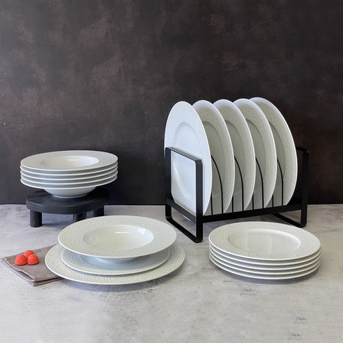 Set of 18 plates - Urban - Blanc
