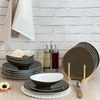 Sven Dark Taupe - 18 Piece Service - Porcelain - Taupe