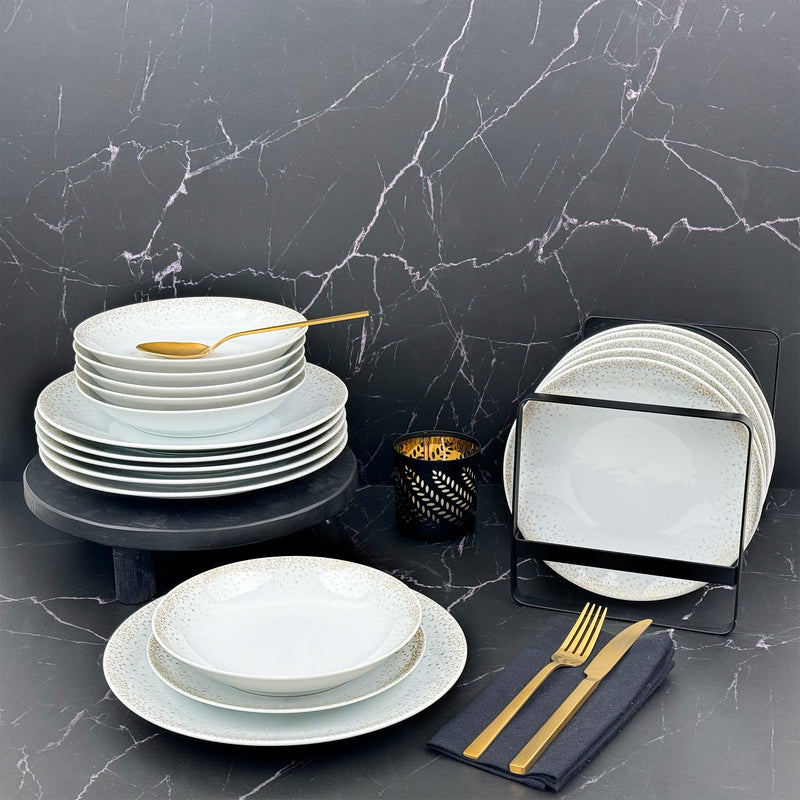 18-Piece Dinnerware Set - Byblos - White and Gold