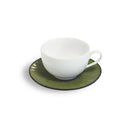 6 Coffee Cups & Saucers - Envie Bali - White and Green