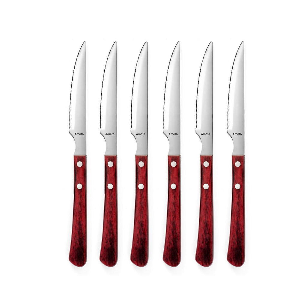 Brasero - Set of 6 Steak Knives - Red