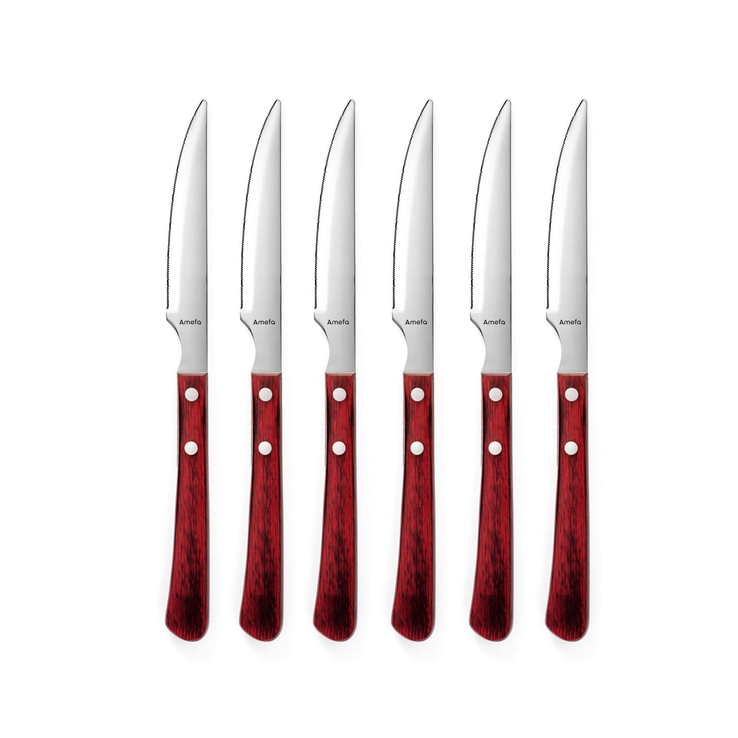 Brasero - Set of 6 Steak Knives - Red