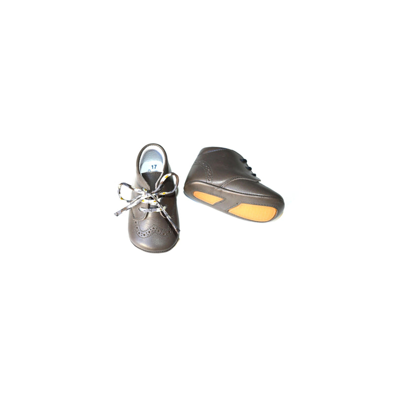 Mini-Adonis Soft Non-Slip Baby Slippers - Taupe Grey Leather - Unisex