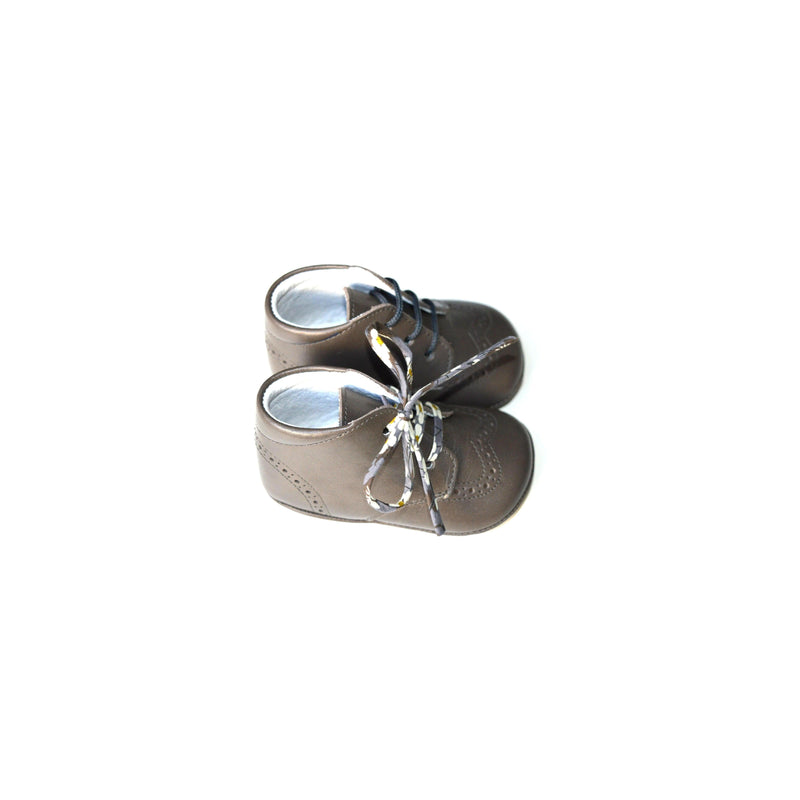 Mini-Adonis Soft Non-Slip Baby Slippers - Taupe Grey Leather - Unisex