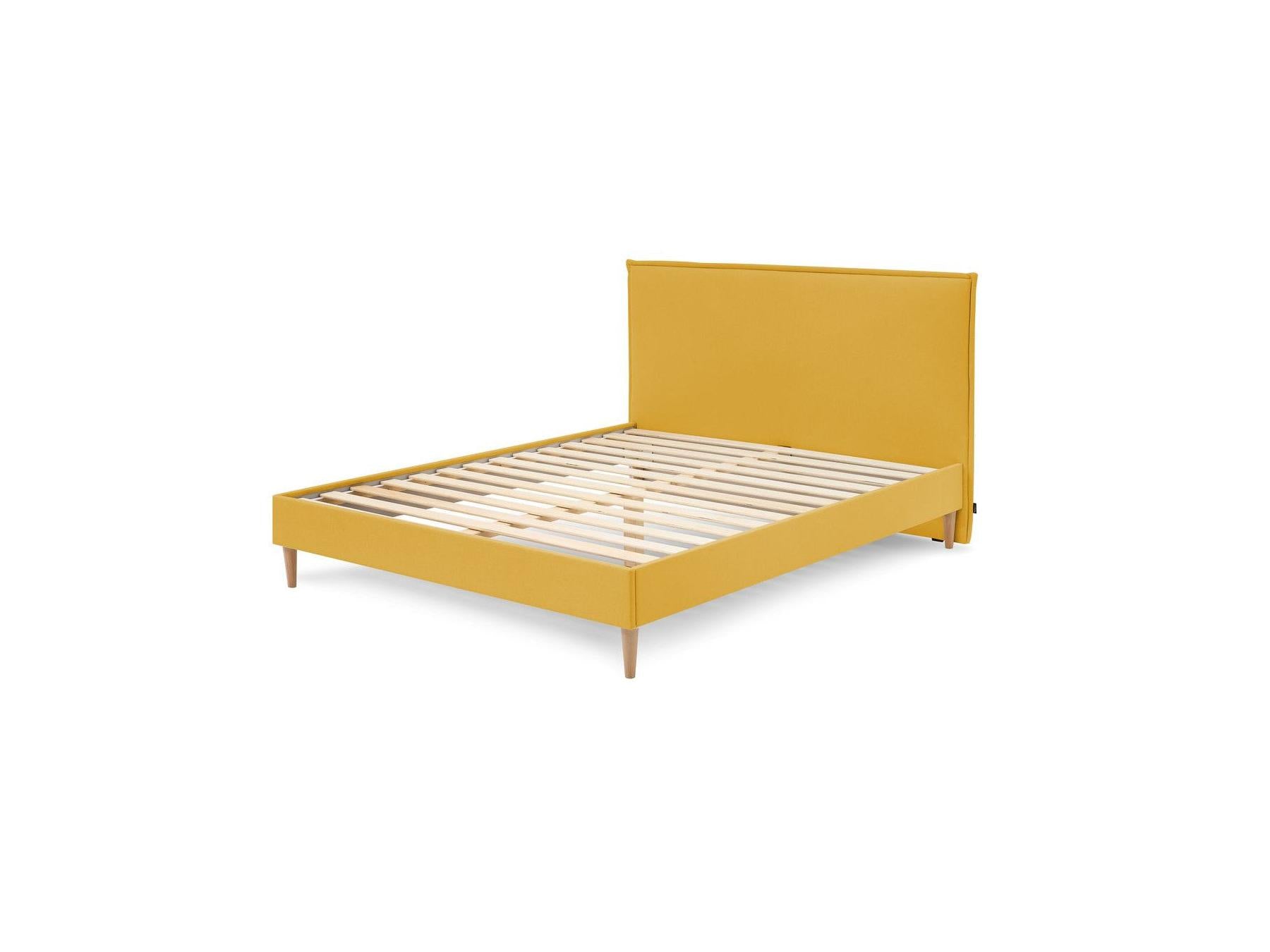 Sary - Bed with Solid Slats - Natural Wooden Legs