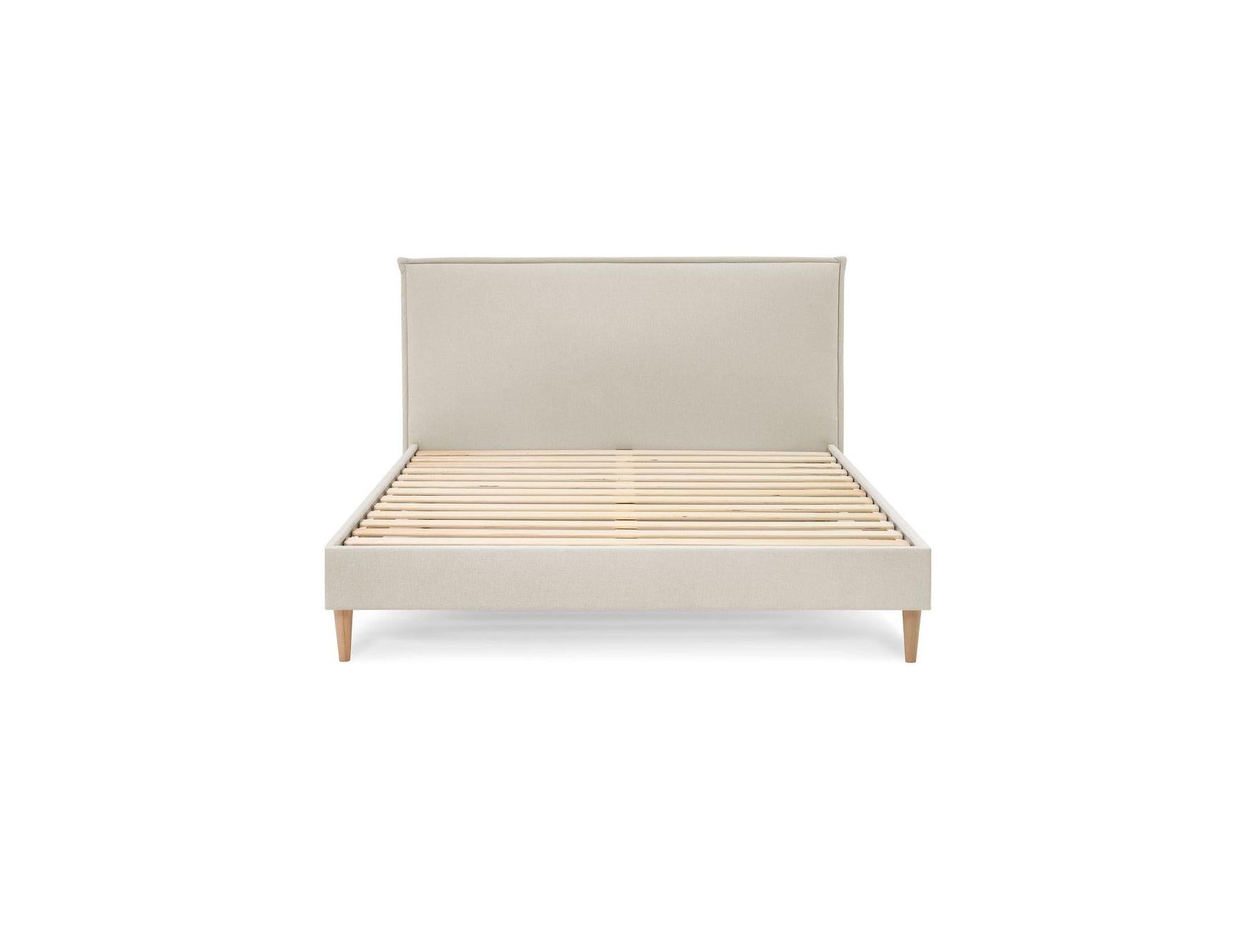 Sary - Bed with Solid Slats - Natural Wooden Legs