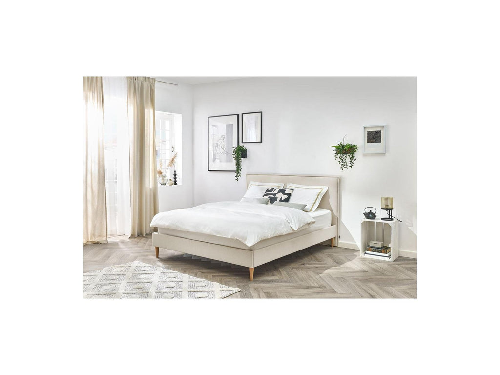 Sary - Bed with Solid Slats - Natural Wooden Legs