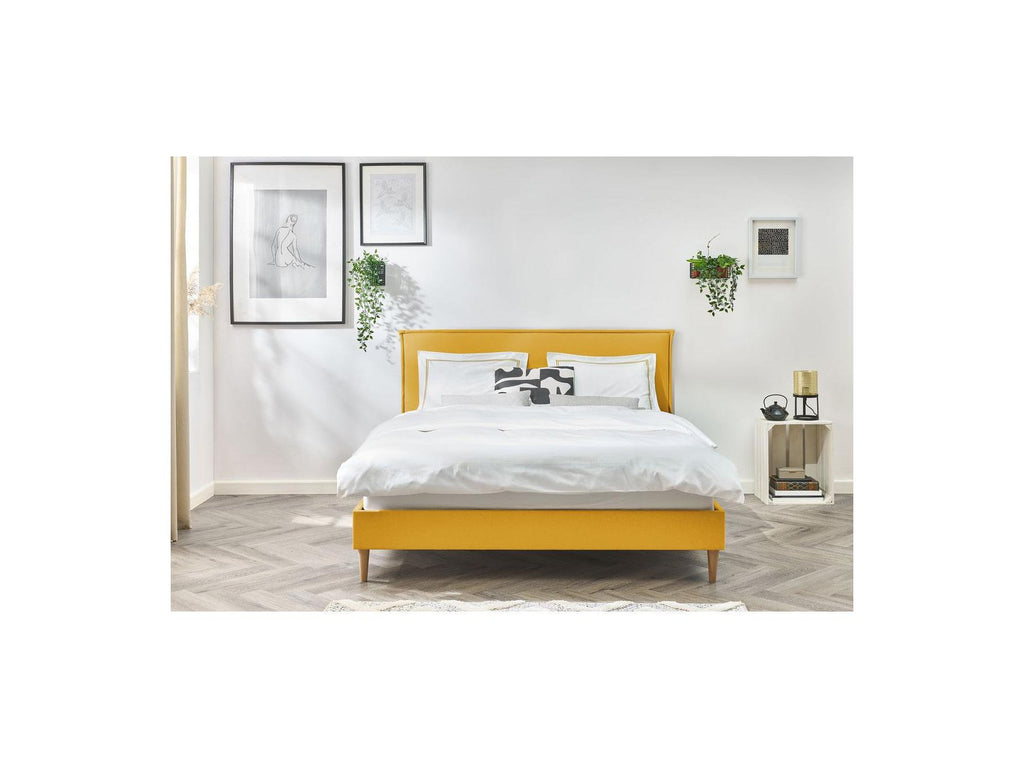 Sary - Bed with Solid Slats - Natural Wooden Legs