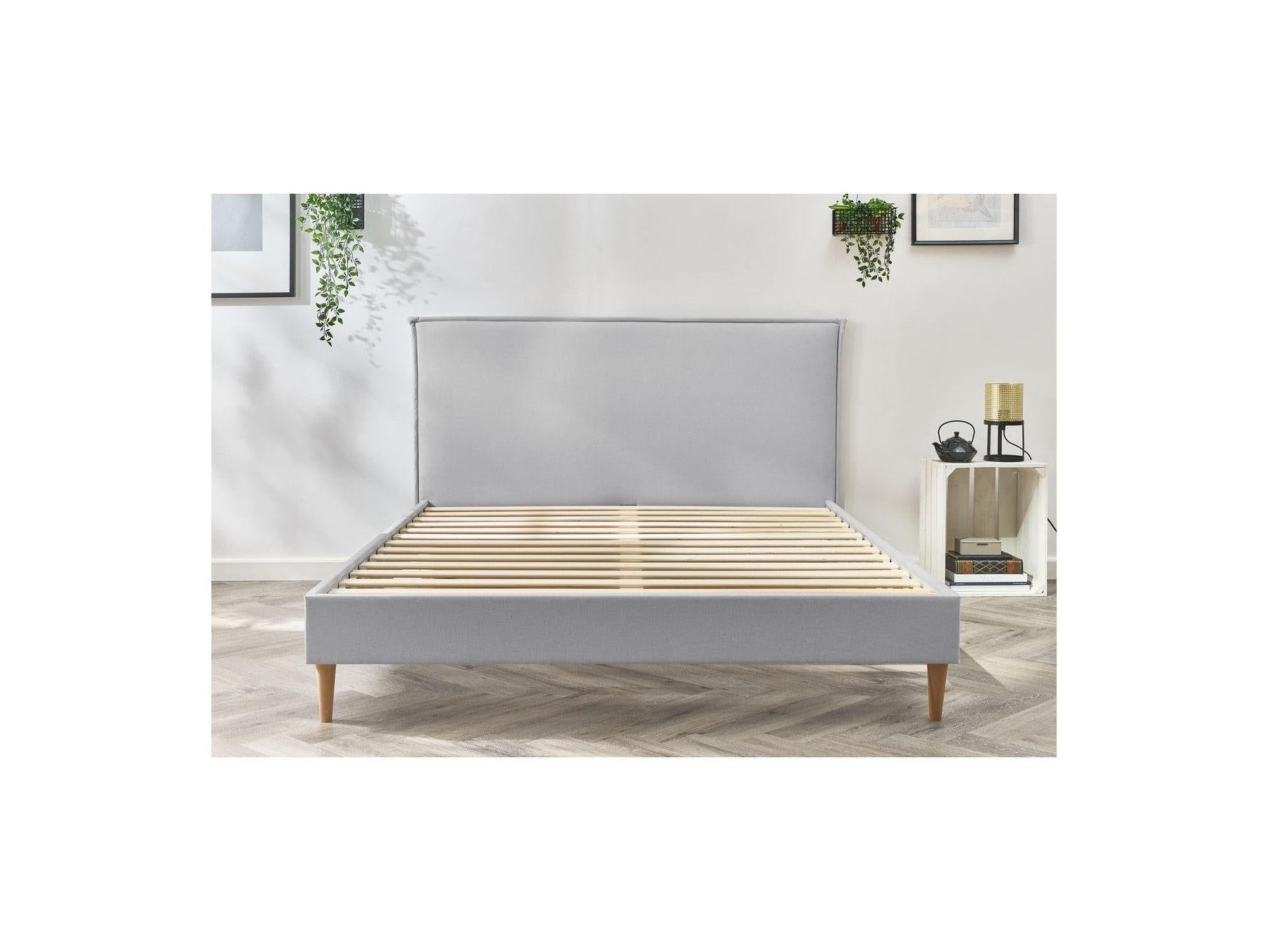 Sary - Bed with Solid Slats - Natural Wooden Legs