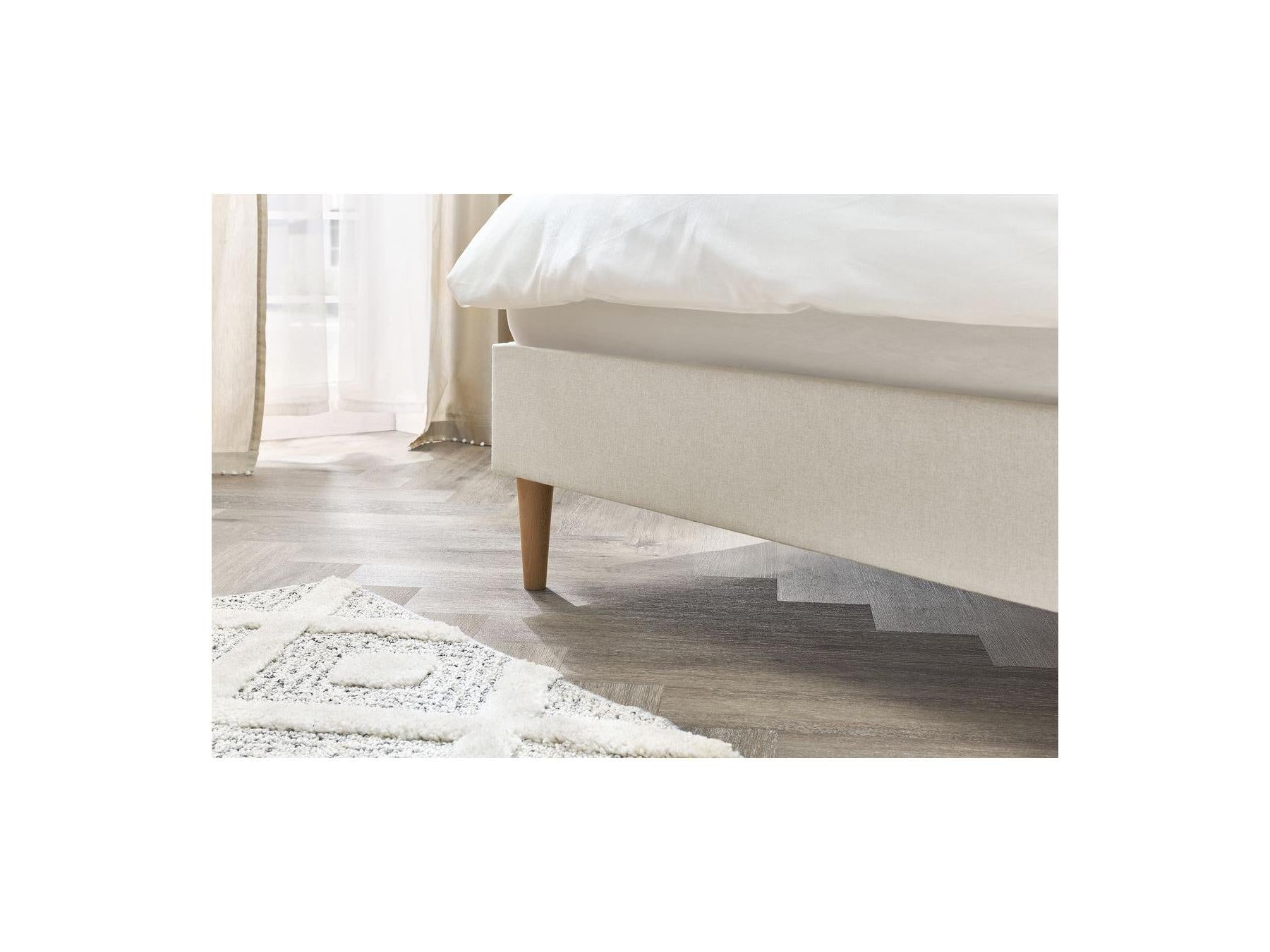 Sary - Bed with Solid Slats - Natural Wooden Legs