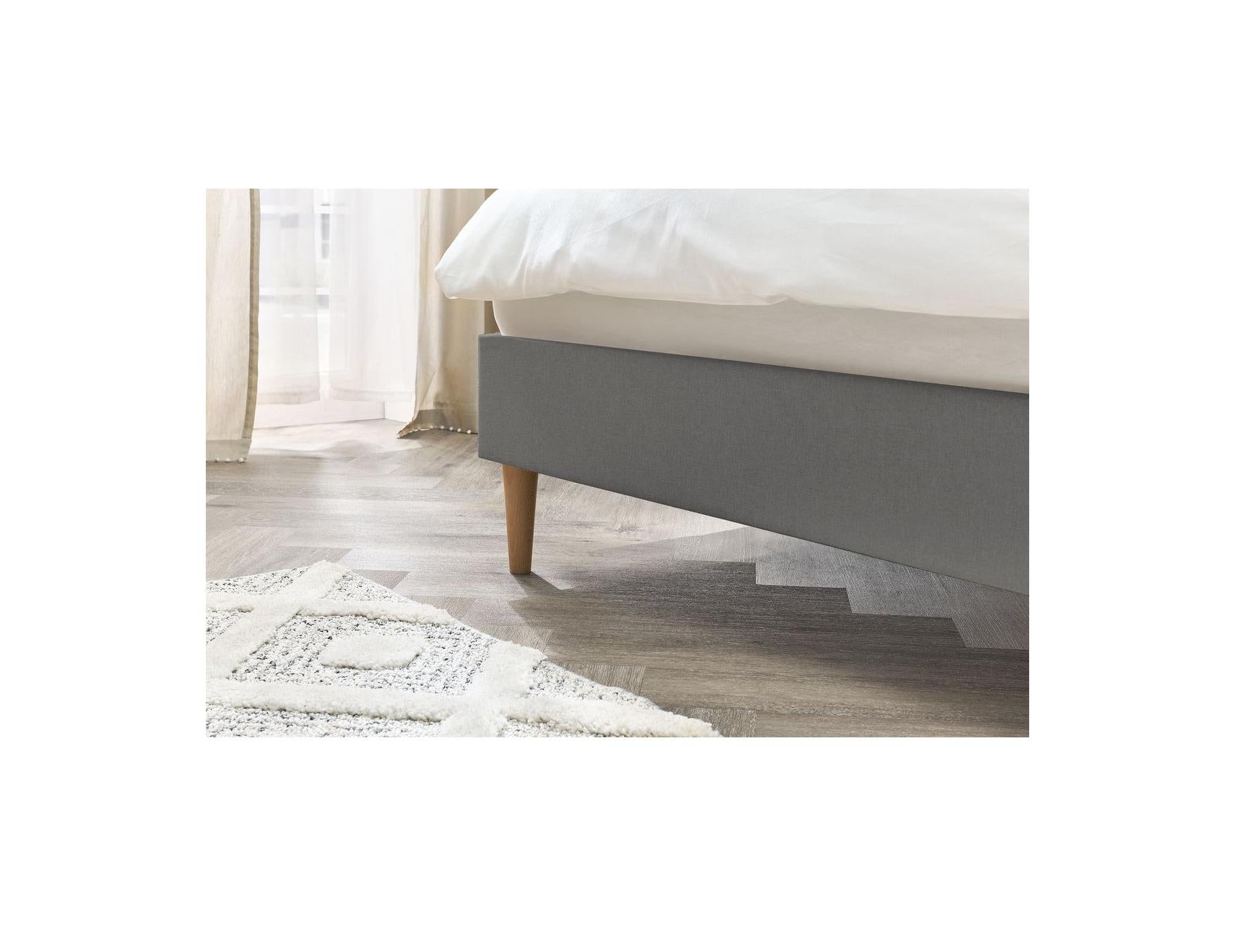 Sary - Bed with Solid Slats - Natural Wooden Legs