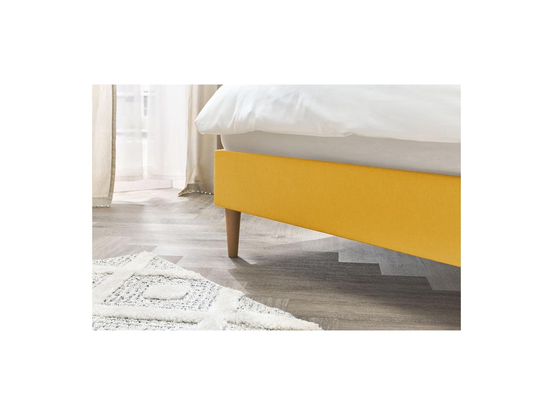 Sary - Bed with Solid Slats - Natural Wooden Legs