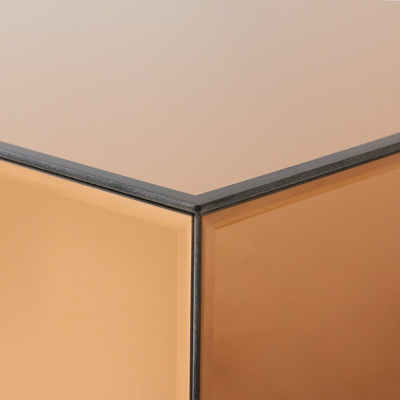 Table Basse Avec Bloc Miroir Smokey Brown 90x90cm - HKliving