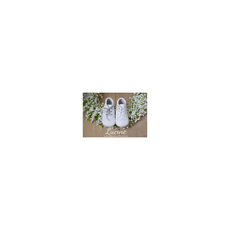 Chaussons Bébé Souples Antidérapants Mini-Adonis - Cuir Blanc - Mixte
