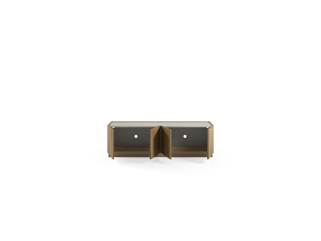 Marion - 4-Door TV Unit - Oak Effect and Travertine