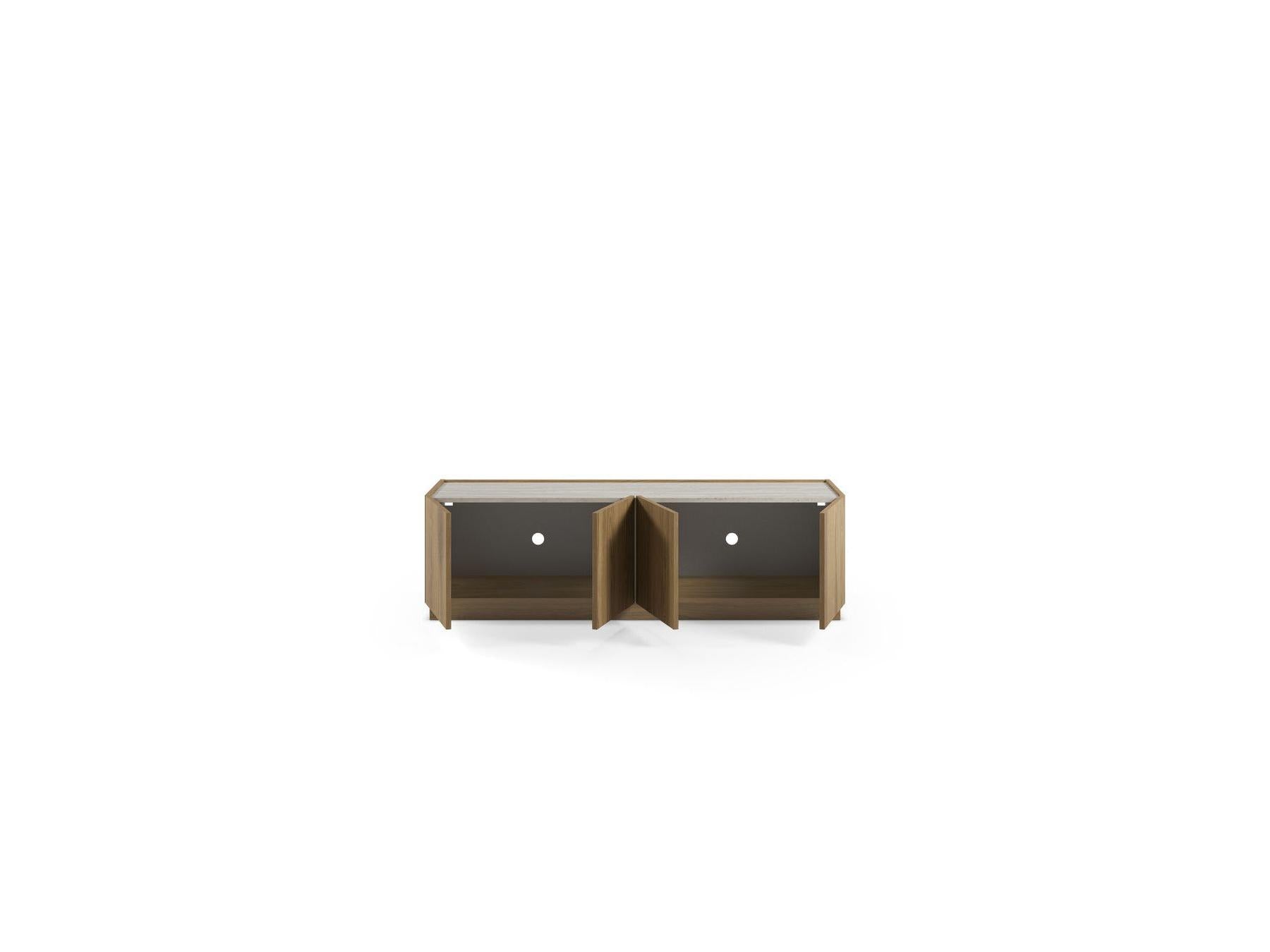 Marion - 4-Door TV Unit - Oak Effect and Travertine