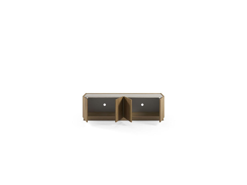 Marion - 4 Door TV Unit - Oak And Travertine Effect