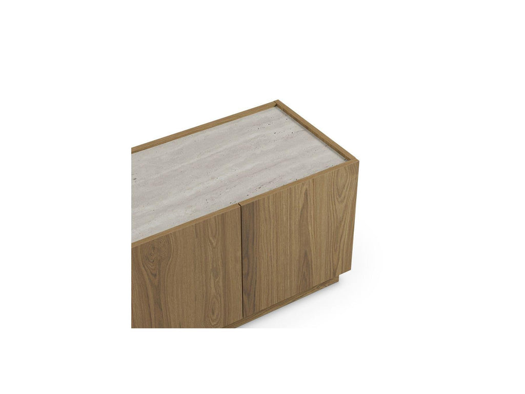 Marion - 4-Door TV Unit - Oak Effect and Travertine