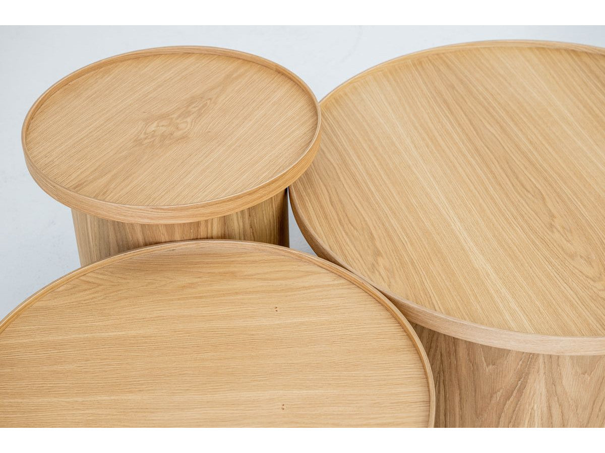 Castellane - Ensemble De 3 Tables Basses Placage Chêne Massif
