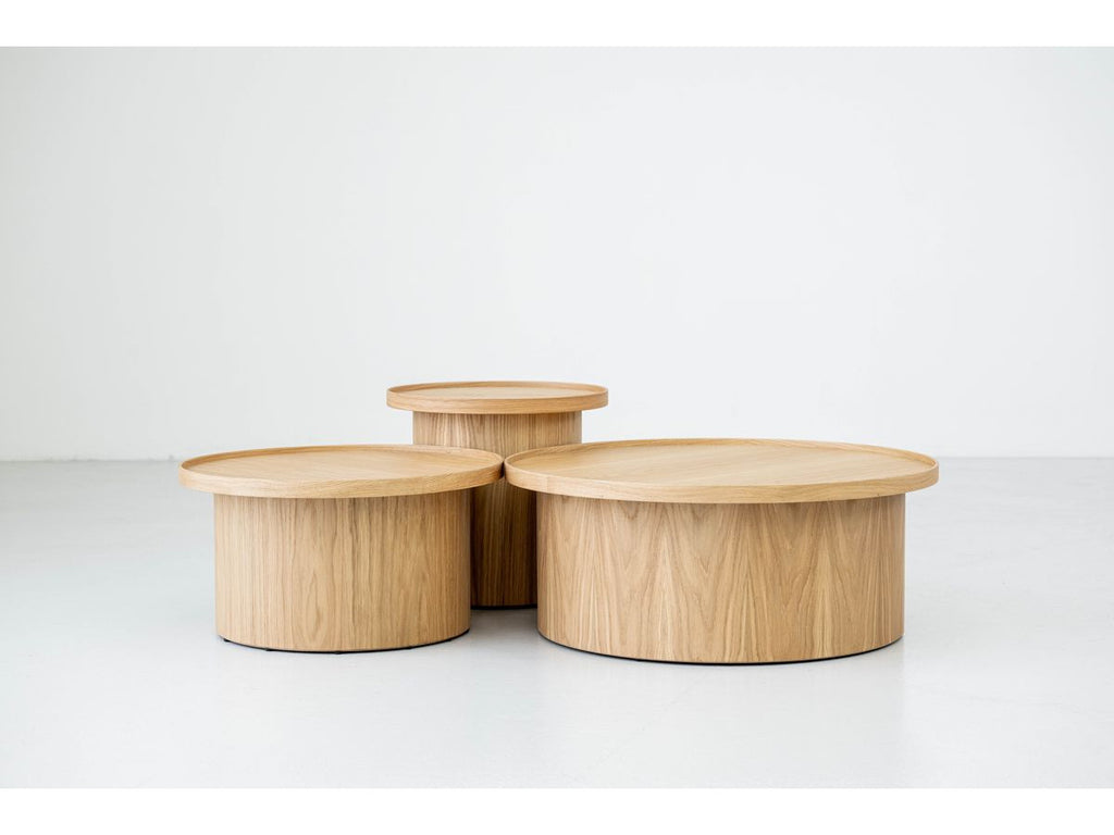 Castellane - Ensemble De 3 Tables Basses Placage Chêne Massif