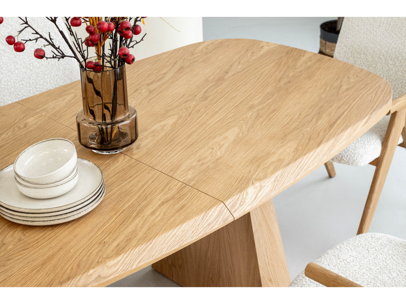 Mazargues - Table À Manger Extensible Rectangulaire Arrondie 200 À 300 Cm - Placage Chêne Massif