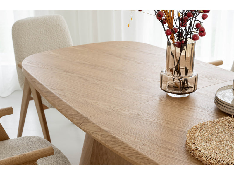 Mazargues - Table À Manger Extensible Rectangulaire Arrondie 200 À 300 Cm - Placage Chêne Massif