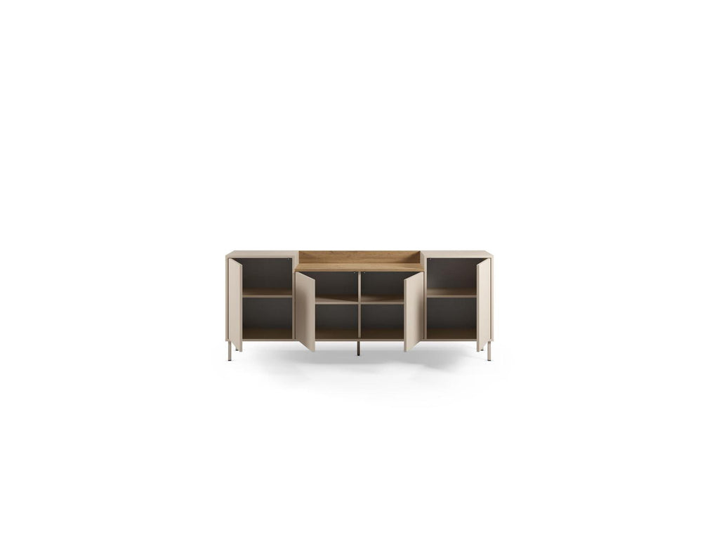 Lino - 4-Door Sideboard - Oak-Effect Top and Metal Legs