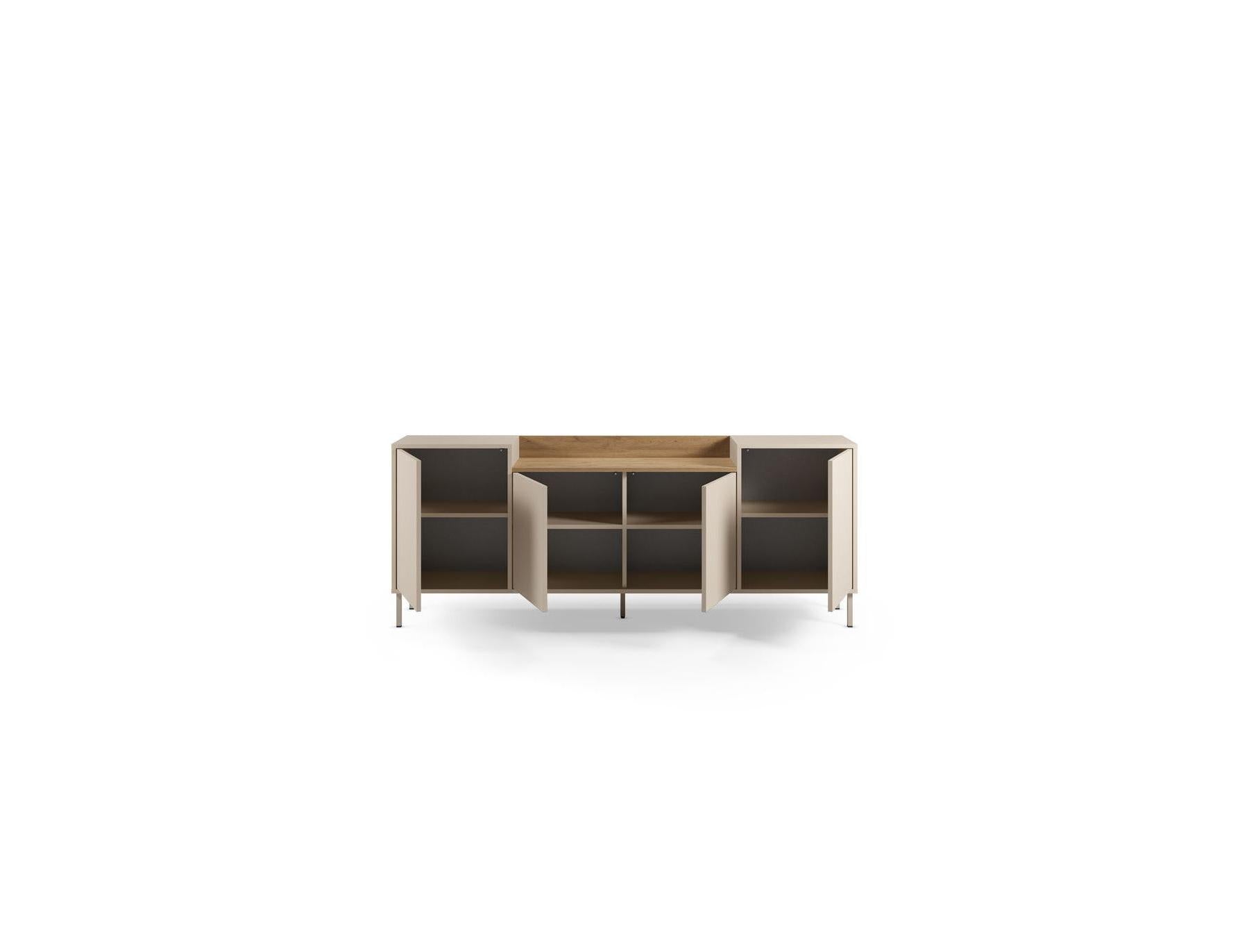 Lino - 4-Door Sideboard - Oak-Effect Top and Metal Legs