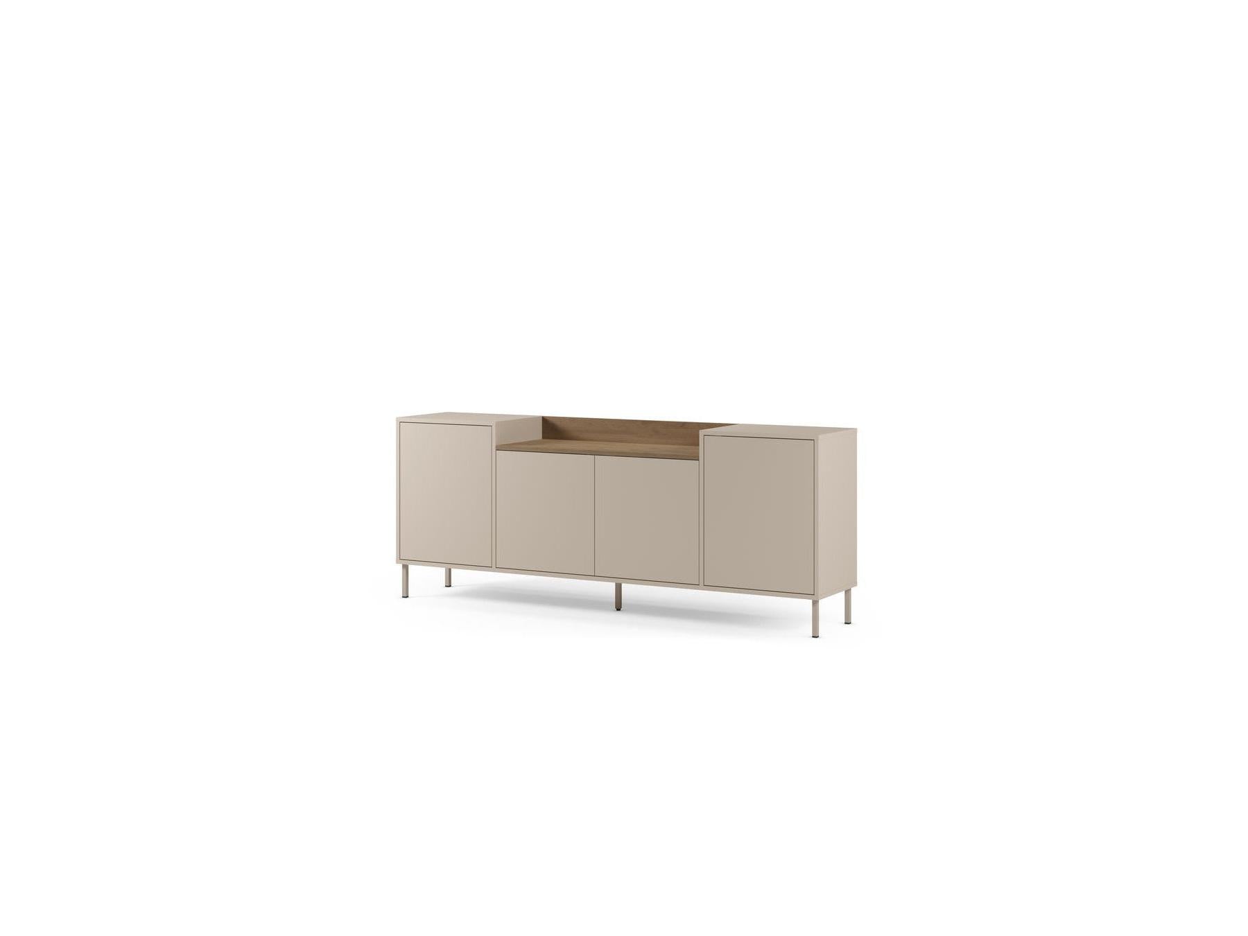 Lino - 4-Door Sideboard - Oak-Effect Top and Metal Legs
