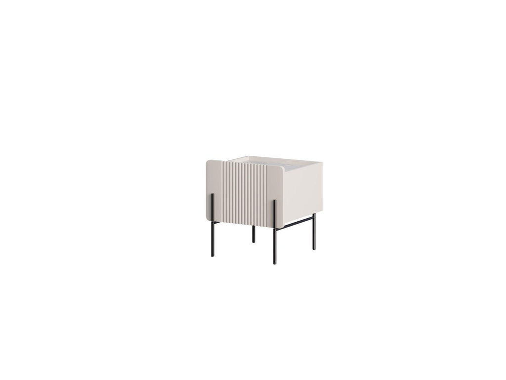Mathilde - 1-Drawer Bedside Table - Black Legs
