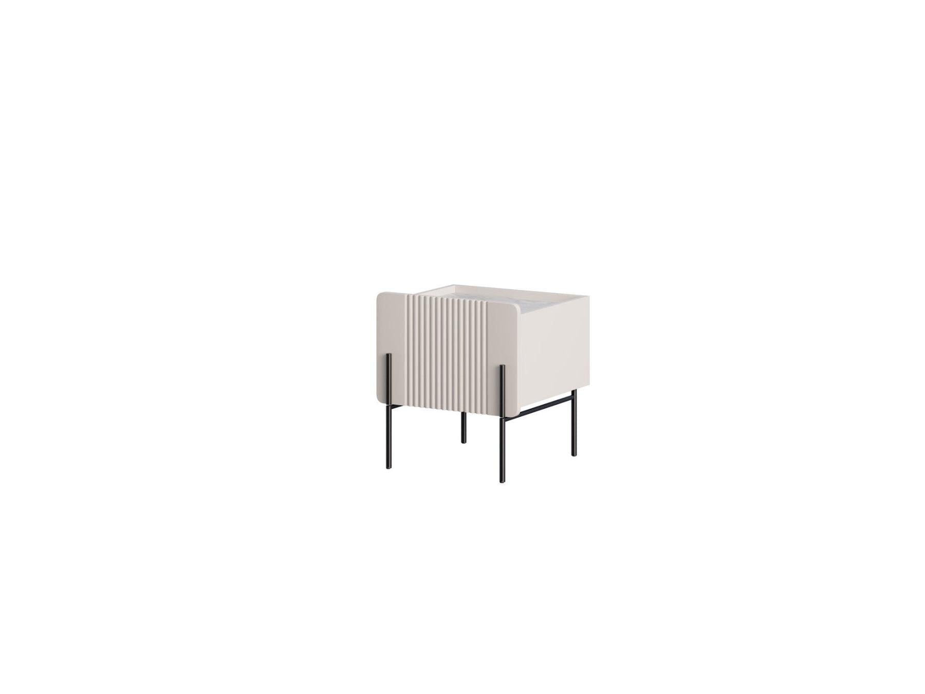 Mathilde - 1-Drawer Bedside Table - Black Legs