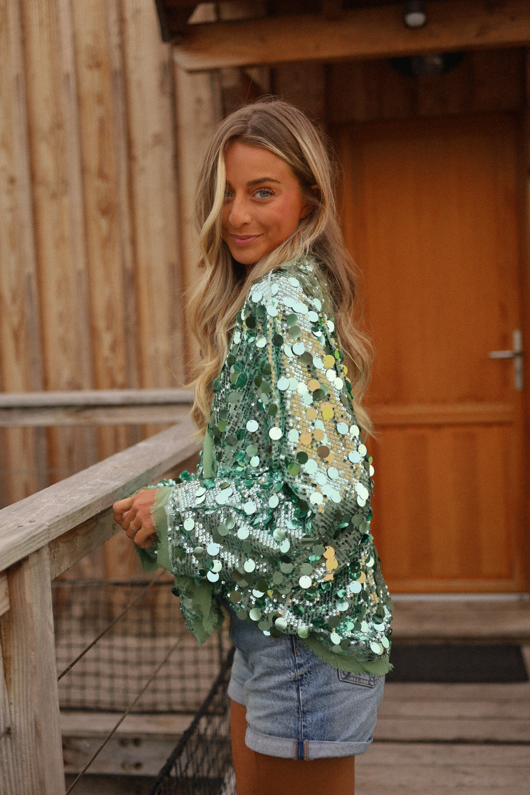 Gilet Sequins Lalie - Vert