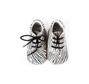 Chaussons Bébé Souples Antidérapants Mini-Arthur - Cuir Zèbre Blanc Et Noir - Mixte
