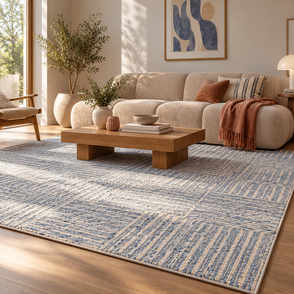 Abstract Check - Vloerkleed van zuivere wol