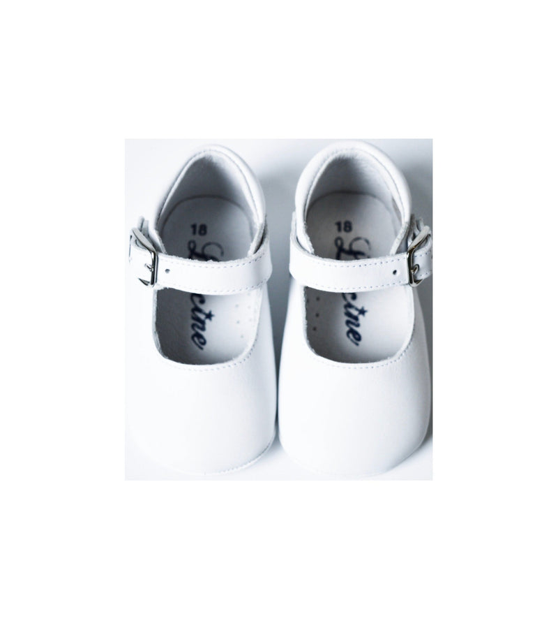 Mini-Alice Soft Non-Slip Baby Shoes with Buckle - White Leather - Girl