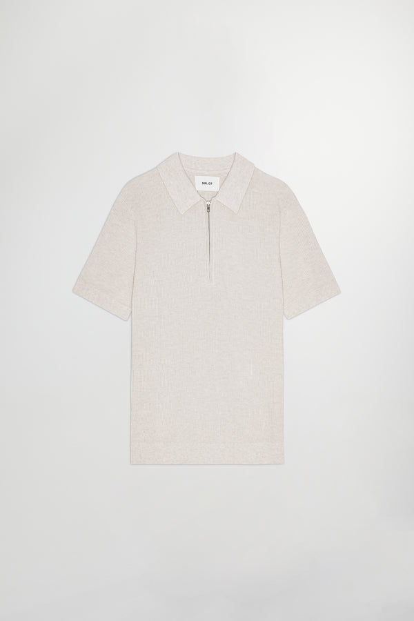 Hansie Ss Zip Knitwear - Ivory
