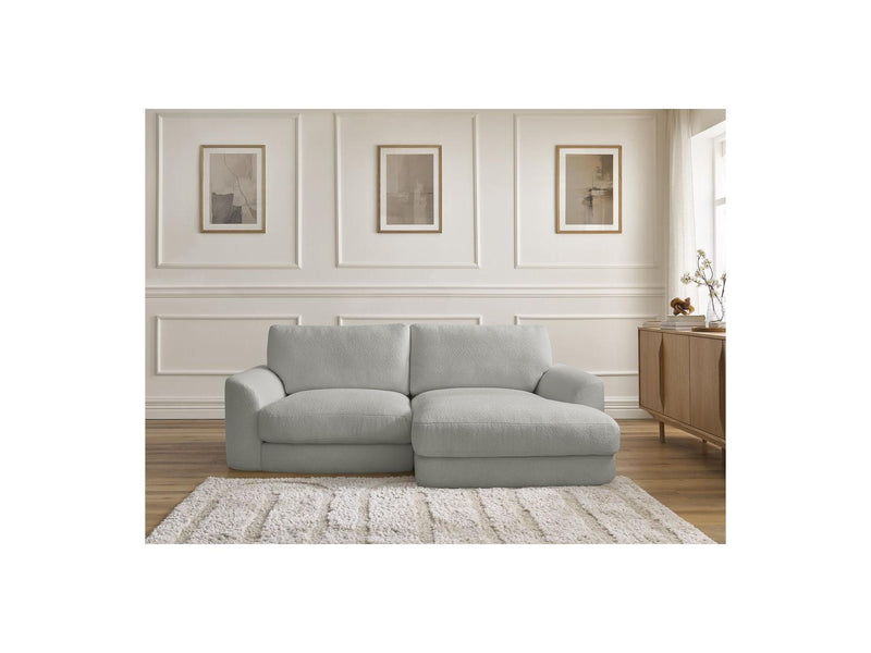 Canapé D'Angle Fixe - Leonore - Tissu Bouclette - Angle Droit