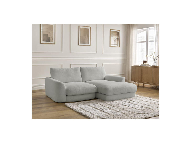 Canapé D'Angle Fixe - Leonore - Tissu Bouclette - Angle Droit