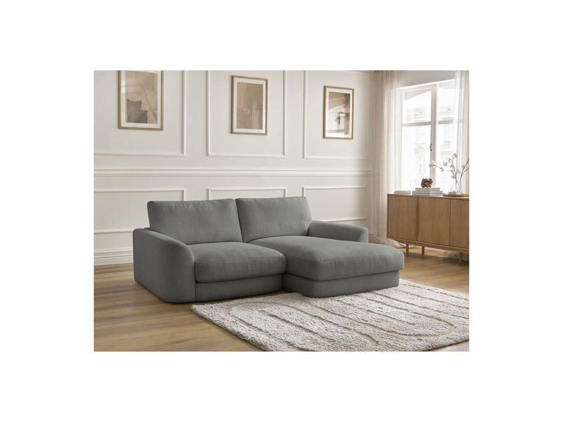 Canapé D'Angle Fixe - Leonore - Tissu Bouclette - Angle Droit