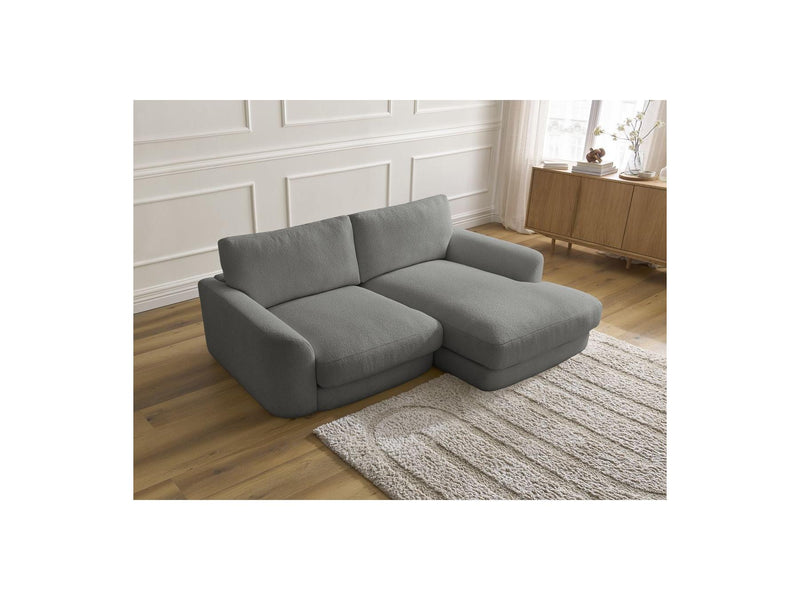 Canapé D'Angle Fixe - Leonore - Tissu Bouclette - Angle Droit
