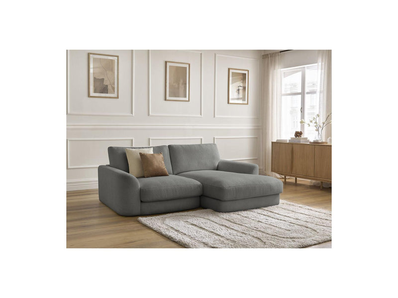 Canapé D'Angle Fixe - Leonore - Tissu Bouclette - Angle Droit