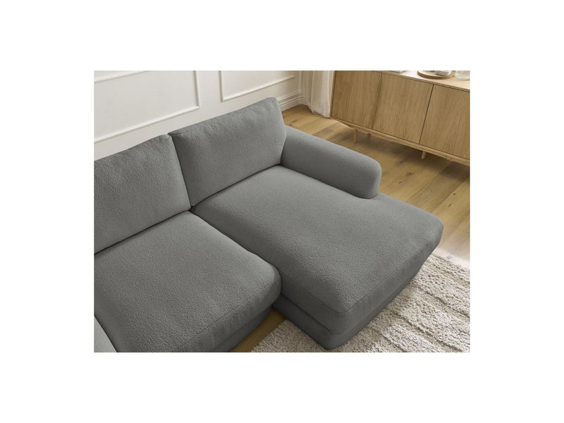 Canapé D'Angle Fixe - Leonore - Tissu Bouclette - Angle Droit