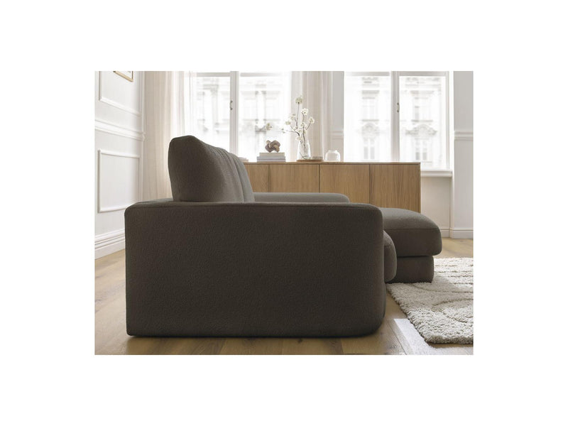 Canapé D'Angle Fixe - Leonore - Tissu Bouclette - Angle Droit