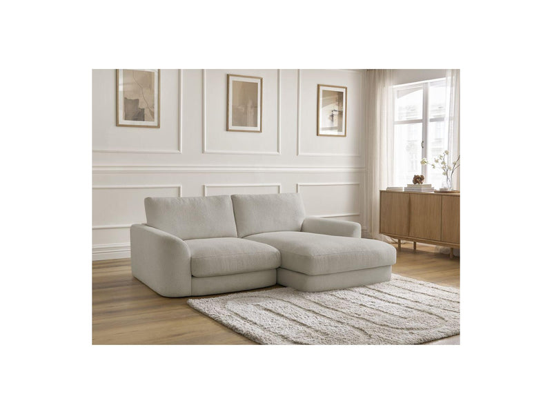 Canapé D'Angle Fixe - Leonore - Tissu Bouclette - Angle Droit
