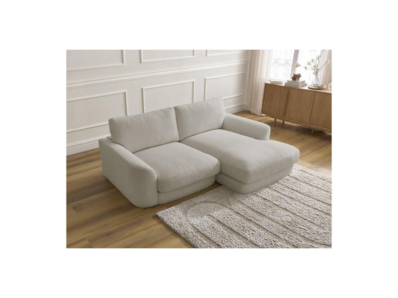 Canapé D'Angle Fixe - Leonore - Tissu Bouclette - Angle Droit